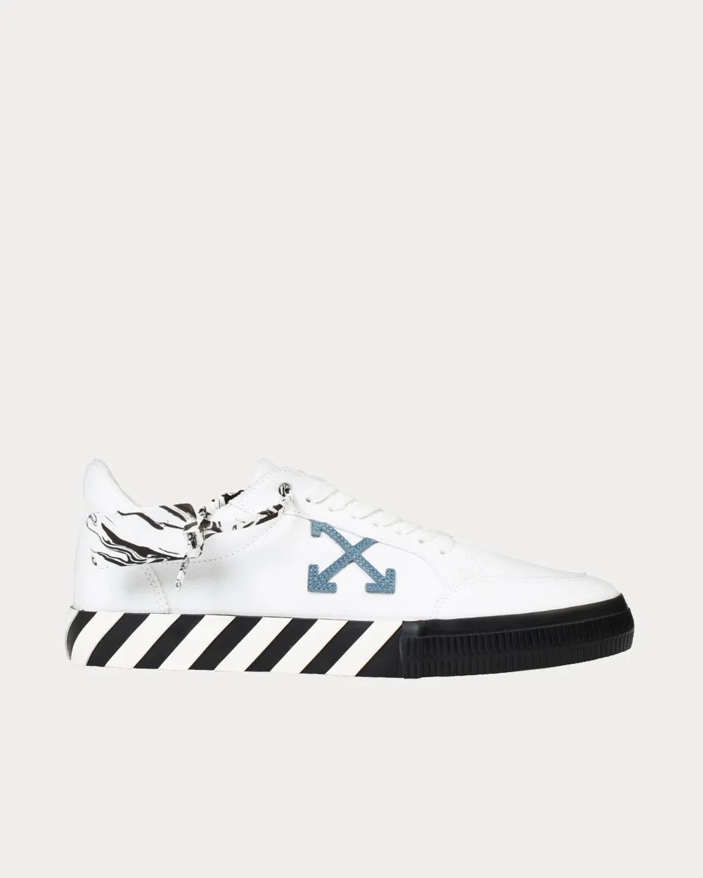 Vulcanized White / Light Blue Low Top Sneakers