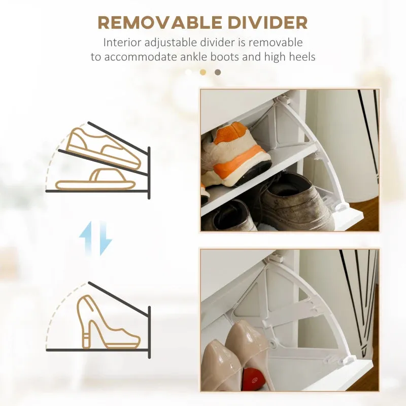 White Shoe Storage Cabinet with 2 Flip Drawers - Organiser for 12 Pairs