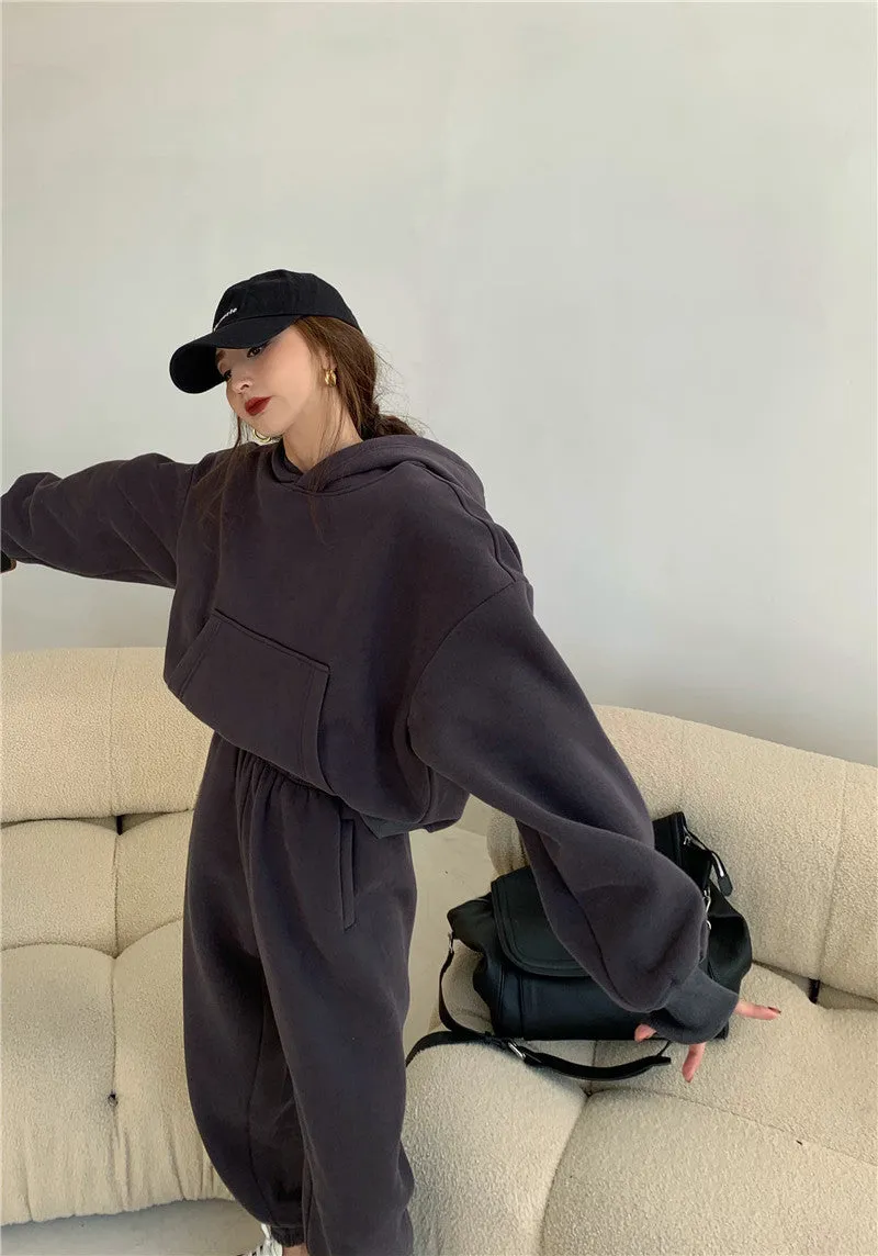 Women's Casual Fashion Plus Velvet Padded Sports Suit