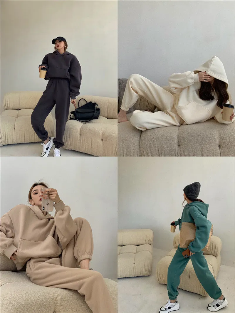 Women's Casual Fashion Plus Velvet Padded Sports Suit