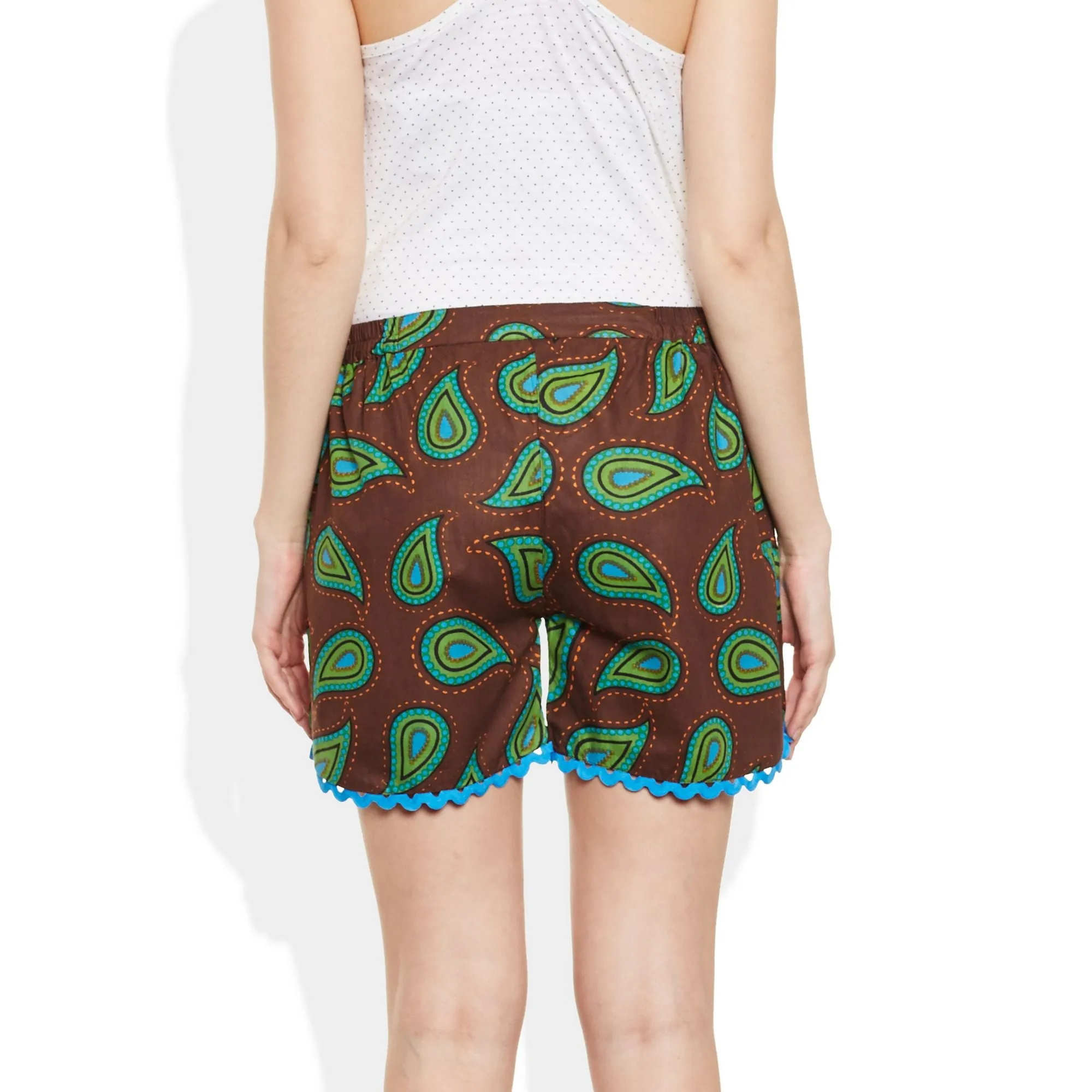 Womens Cotton Printed Beach Shorts Summer Pants Indian X- Large Size,W-CSRTXL-2808