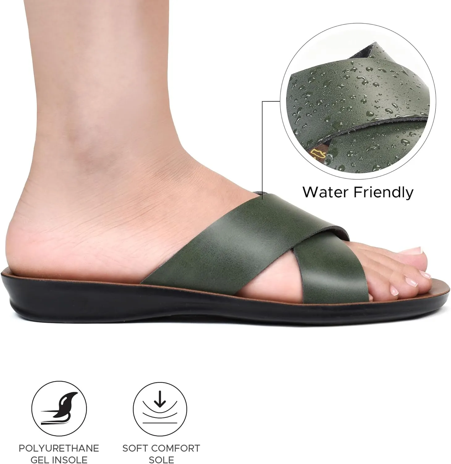 Womens Slides Slip On Comfort with Arch Support Slides for Women Summer Yoga Mat Indoor Outdoor Walking Ladies Flat Sandals Dressy Non Slip Footbed Cute Beach Sandalias De Mujer