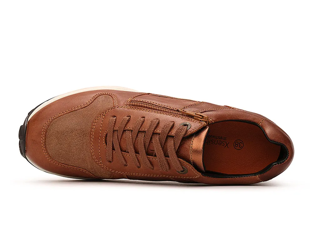 Womens Zip Jersey Cognac Trainers