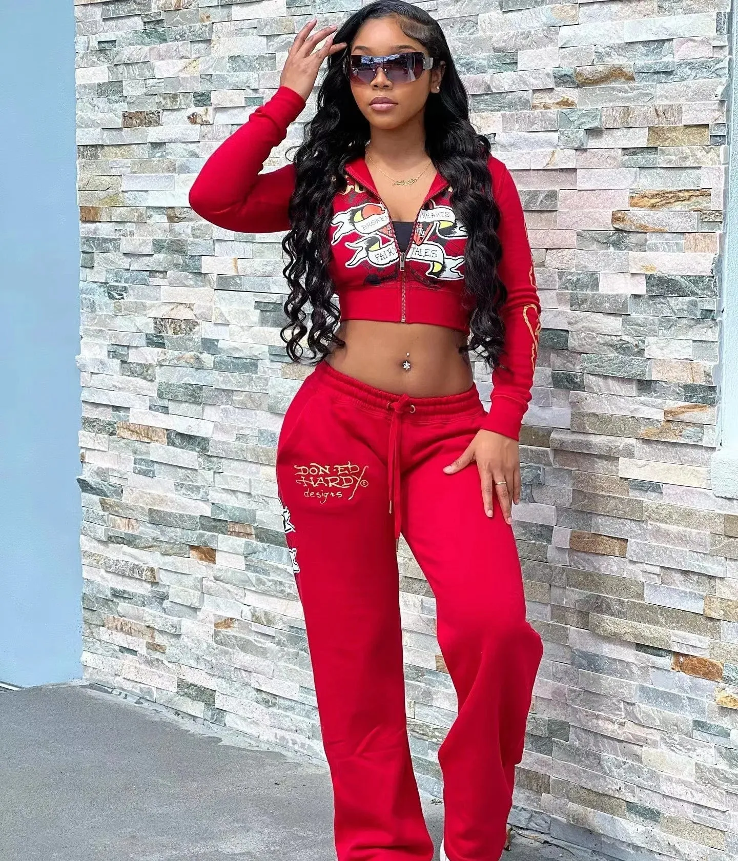 Zipper Crop & Pants Set