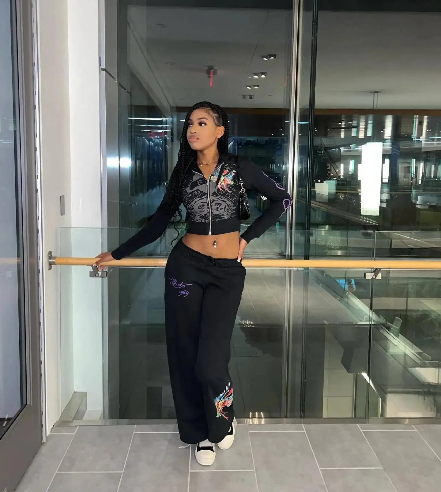 Zipper Crop & Pants Set