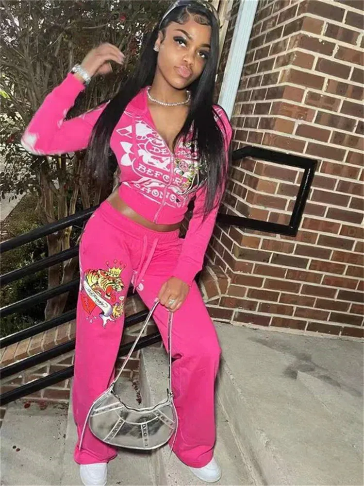 Zipper Crop & Pants Set