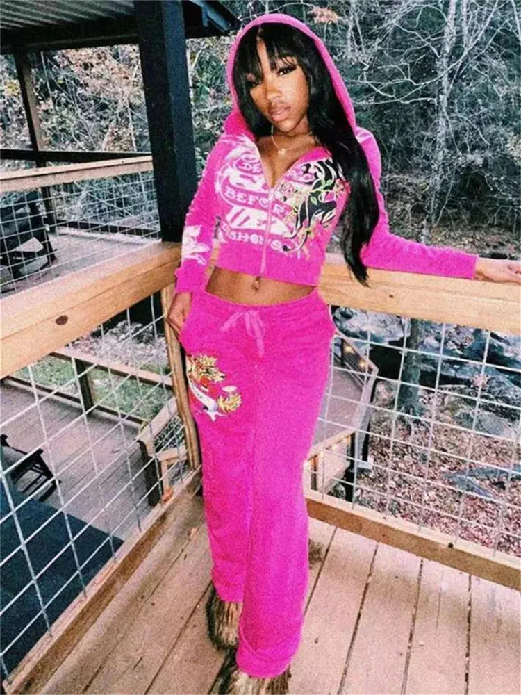 Zipper Crop & Pants Set