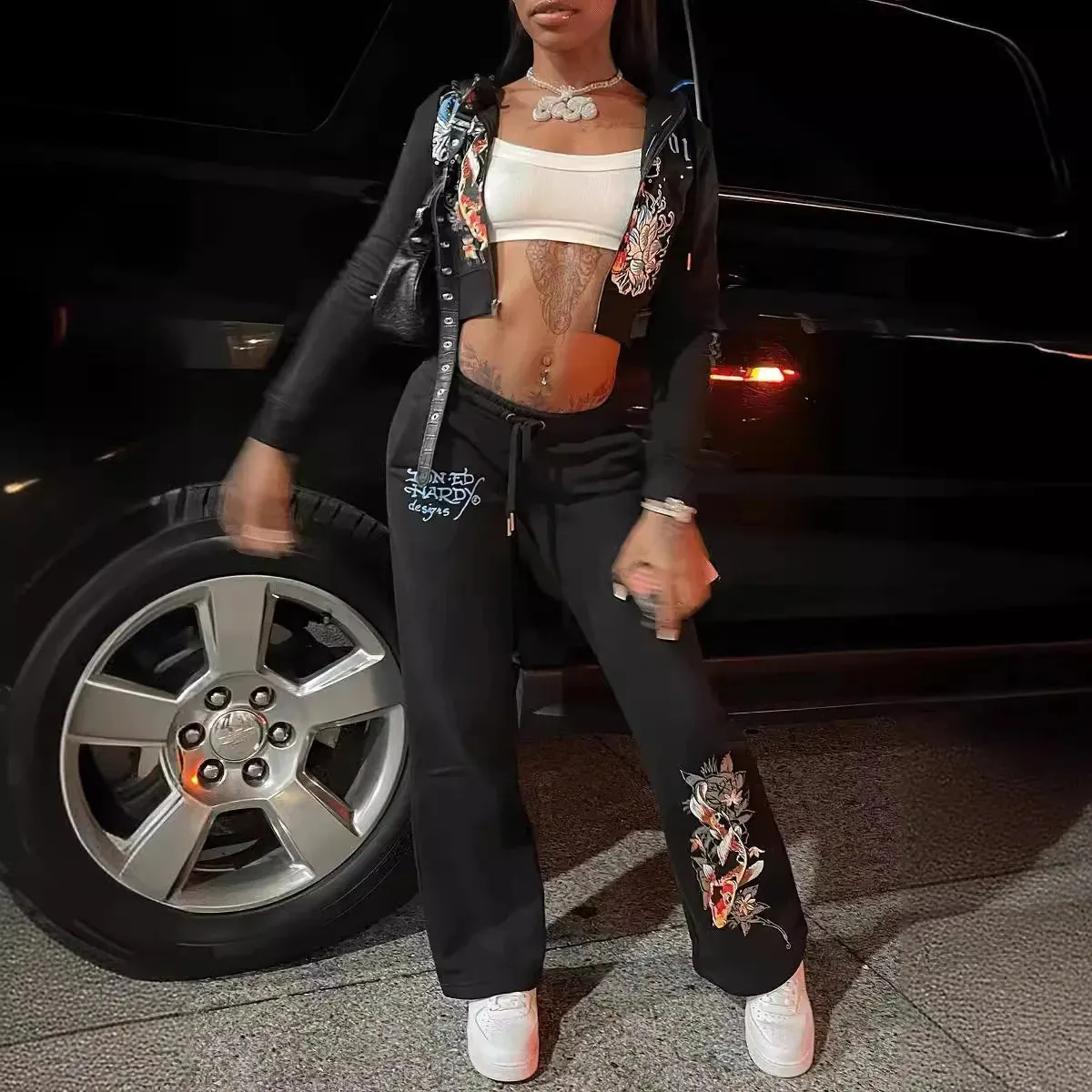 Zipper Crop & Pants Set