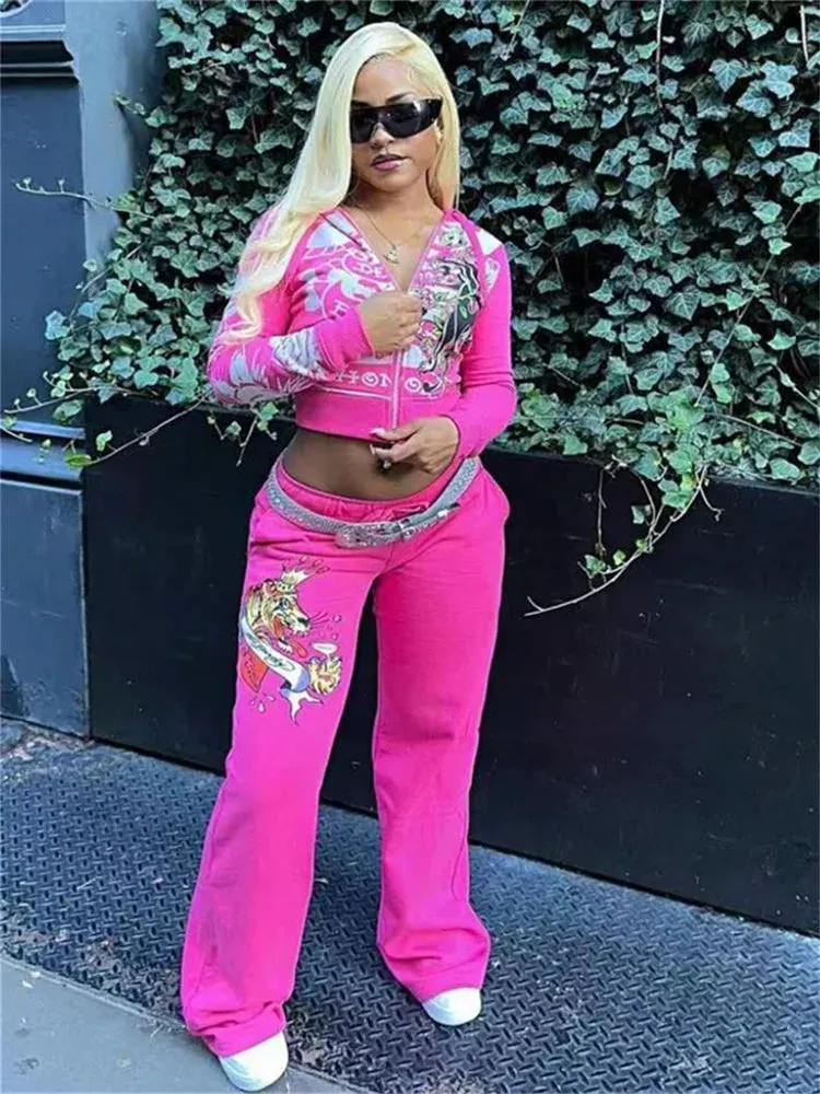 Zipper Crop & Pants Set