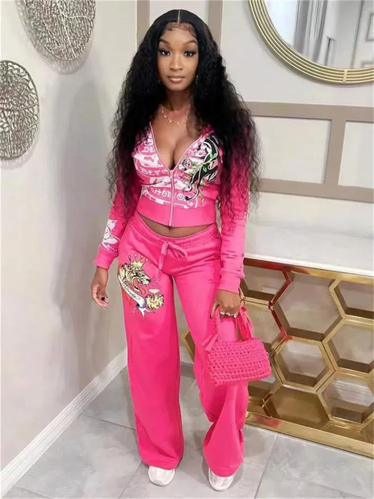 Zipper Crop & Pants Set